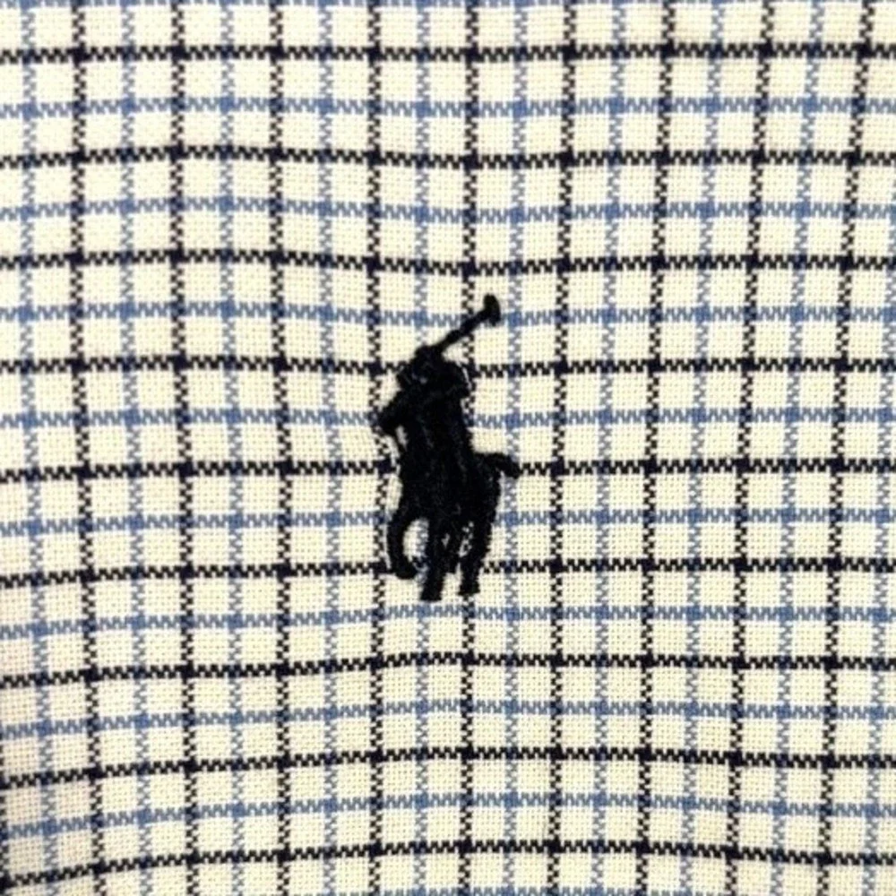 Ralph Lauren Boys Blue White Tattersall Check Button‎ Down Shirt Size M 10-12